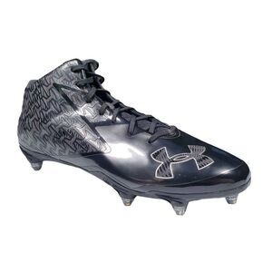 NEW Under Armour UA Nitro Mid D Football Cleats Black Chrome 1258015-013. MENS S